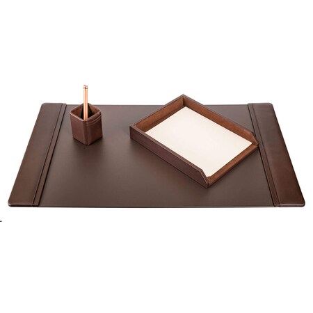 Dacasso Chocolate Brown Leather 3-Piece Desk Set DF-3437